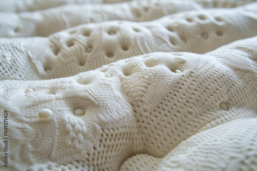 An extreme close-up showcases the varied three-dimensional patterns of chic, white knit fabric, suggesting craft and comfort An extreme close-up showcases the varied three-dimensional patterns of chic, white knit fabric, suggesting craft and comfort