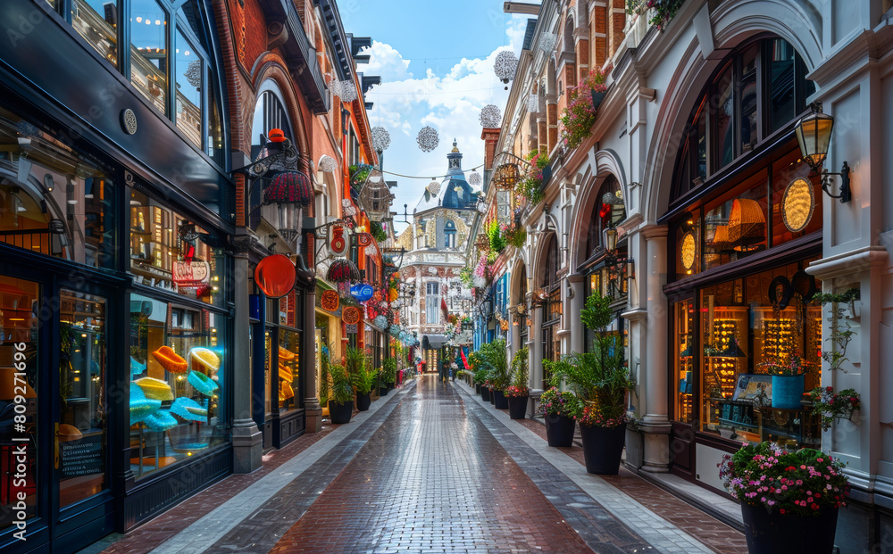 Fototapeta premium The narrow street with cafes and bars in the old town