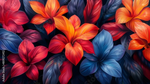 Vibrant multicolored floral pattern with layered petals