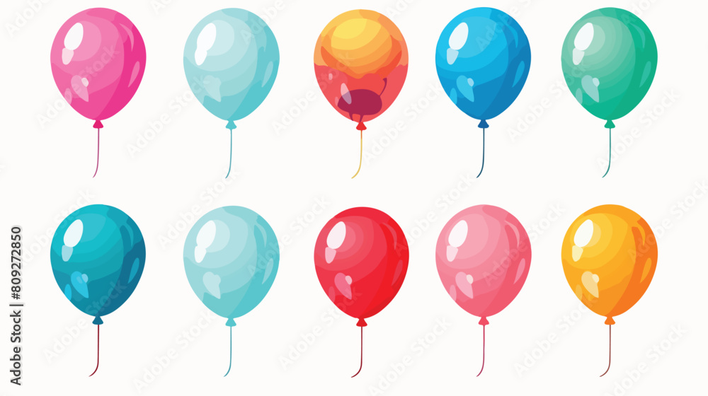 Set of bright and colorful balloons cartoon vector