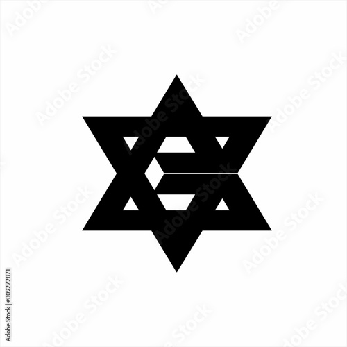 Star logo design with letter E in negative space.