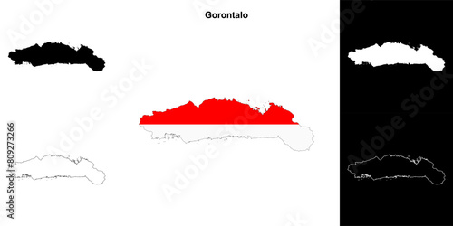 Gorontalo province outline map set photo