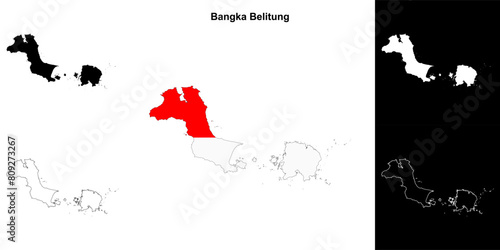 Bangka Belitung province outline map set