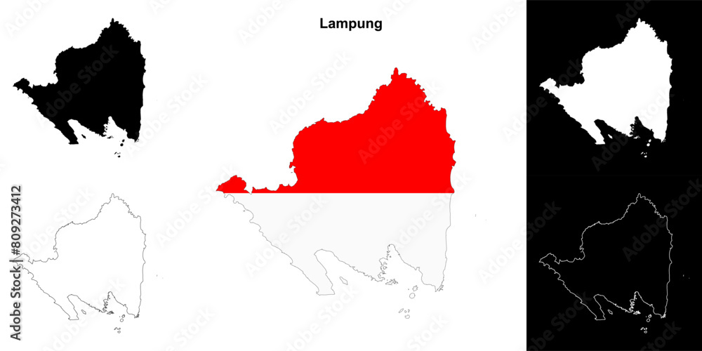Fototapeta premium Lampung province outline map set