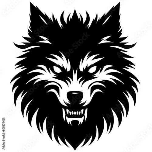 Scary wolf face silhouette