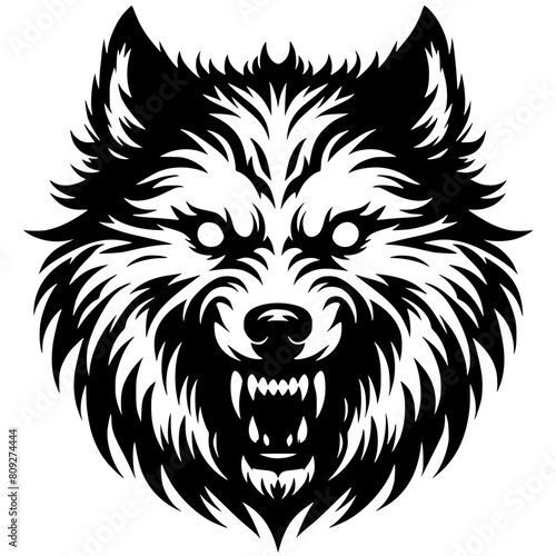 Scary wolf face silhouette