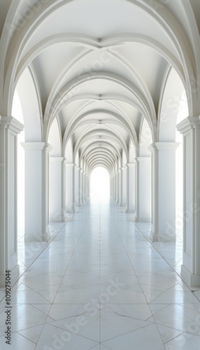 White Room With Arches and Sky Background