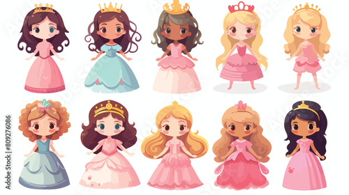 Set of characters fairy princesses or pretty girls