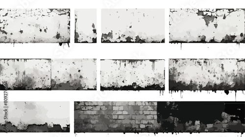Set of grunge texture. Collection of different blac photo