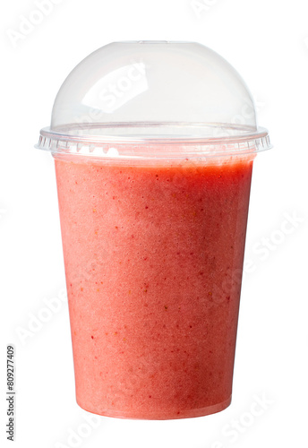 fresh red smoothie in take away cup
