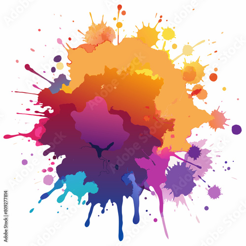 watercolor paint brush stroke. ink splash transition. Abstract inkblot, splat, fluid art, overlay, alpha matte composition, spread on a white paper background. ink transition splatter blot spreading.