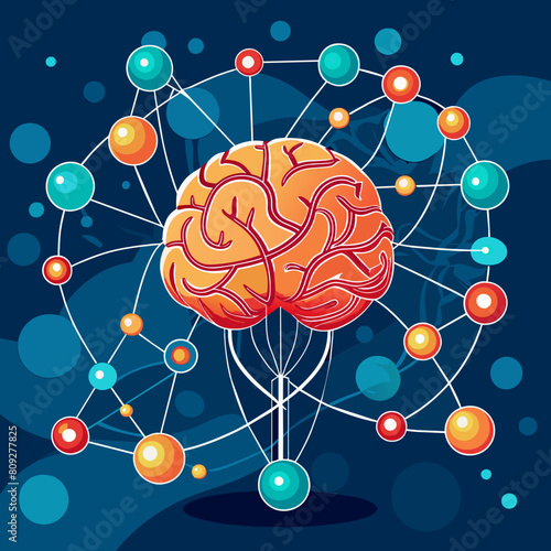 Digital brain connections spreading out. Artificial intelligence (AI) and neural network concept. Brain connectome and neural connections mapping concept