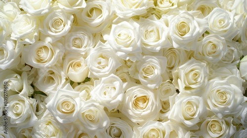 Backdrop of white roses flowers  wedding backgrounds.