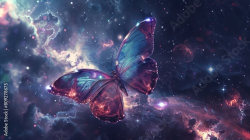 Beautiful butterfly in the space.