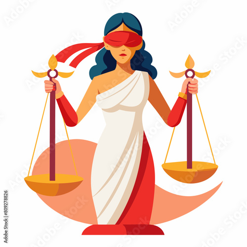 Lady Justice Blindfolded with Scales - Symbol of Fairness on white Background