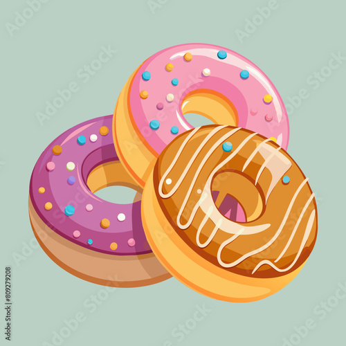 Cutout donuts on transparent background.