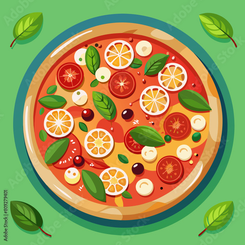 top view of a delicious Italian pizza