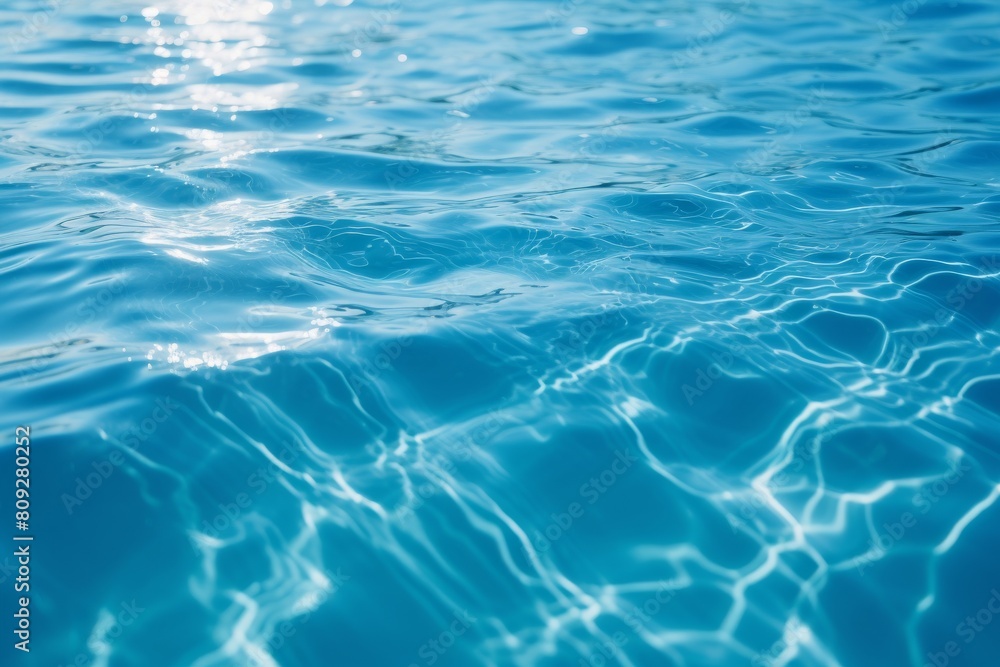 Serene Blue Water Surface With Gentle Waves And Sparkling Sun Reflections. Generative AI Serene Blue Water Surface With Gentle Waves And Sparkling Sun Reflections. Generative AI