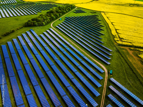 Wallpaper Mural Aerial shot of large solar farm surrounded by farmers fields Torontodigital.ca