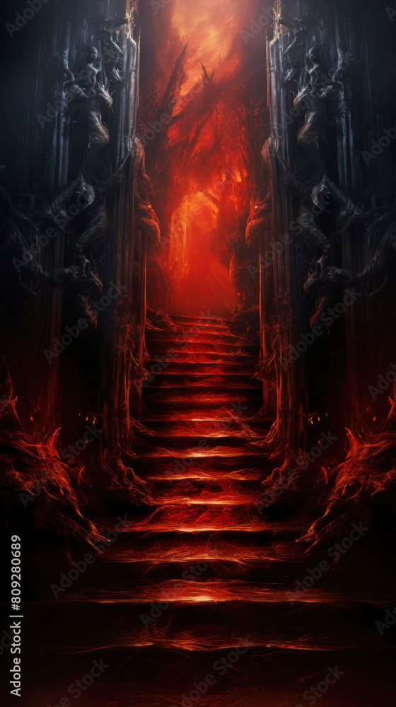 Obraz premium illustration of an entrance to hell