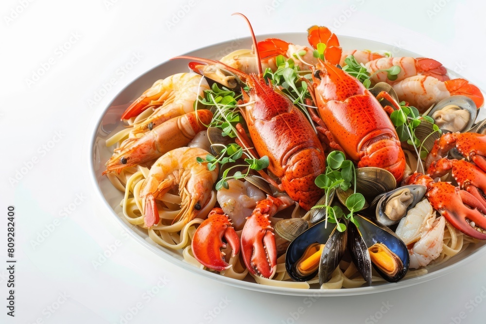 Seafood Extravaganza: Lobster, Shrimp, and Linguine Delight Seafood Extravaganza: Lobster, Shrimp, and Linguine Delight