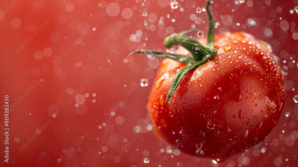 Freshness Explosion: Ripe Tomato in Midair Freshness Explosion: Ripe Tomato in Midair