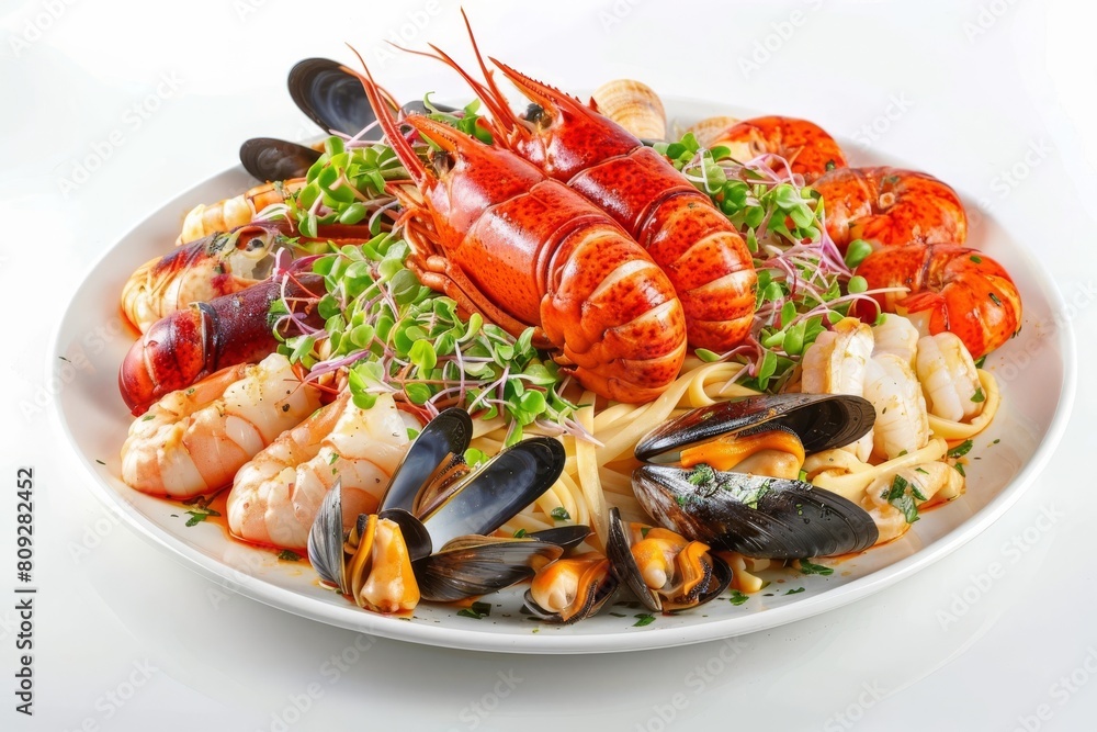 Sumptuous Seafood Linguine: Lobster, Shrimp, Mussels, and Clams Sumptuous Seafood Linguine: Lobster, Shrimp, Mussels, and Clams