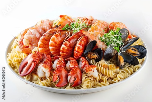 Seafood Paradise: Lobster, Shrimp, Mussels, and Clams on Linguine