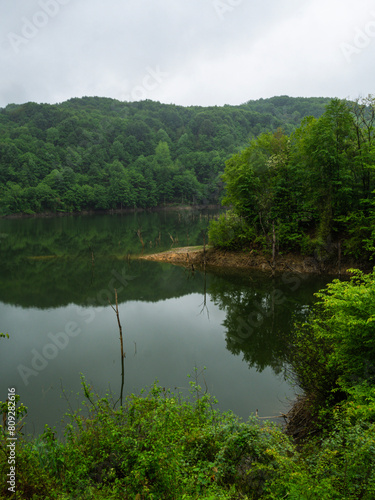 Ulutan lake in spring  into forest