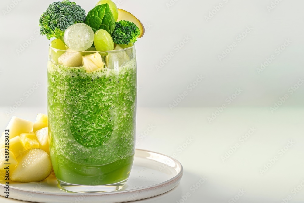 Fototapeta premium Refreshing All Green Smoothie with Pineapple Juice and Ice