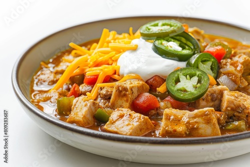 Vibrant Pork Loin Chili with Shredded Cheddar and Spicy Jalapenos
