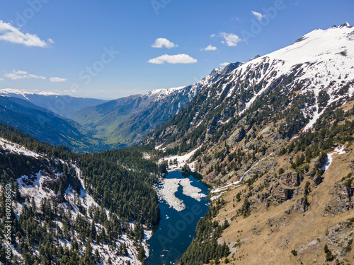 Aerial view of Suhoto Lake at Rila Mountain, Bulgaria photo