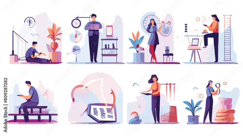 set of trendy flat gradient Human productivity icon