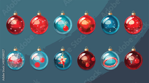 Set of vector Merry christmas glass ball toys colle photo