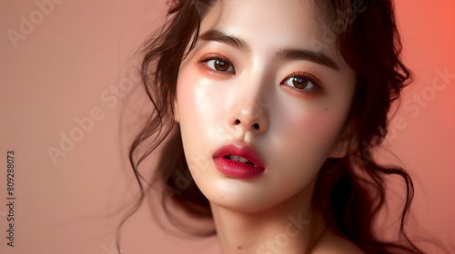 Asia, Korea, Women, Lipstick Model, Advertising Image, High Definition, 16:9 Ratio  © AI owner