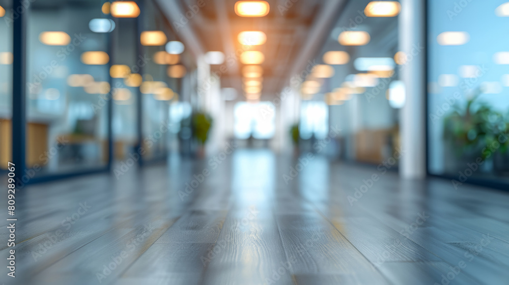 Floor, empty office and hallway with furniture for meeting, presentation or modern workplace. Bokeh, company and corridor with potted plant for contemporary building, creative or design agency Floor, empty office and hallway with furniture for meeting, presentation or modern workplace. Bokeh, company and corridor with potted plant for contemporary building, creative or design agency