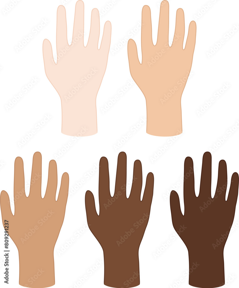 Human Hand with Diverse Skin Tones / Complexions Clipart Set - Color with Outline Human Hand with Diverse Skin Tones / Complexions Clipart Set - Color with Outline