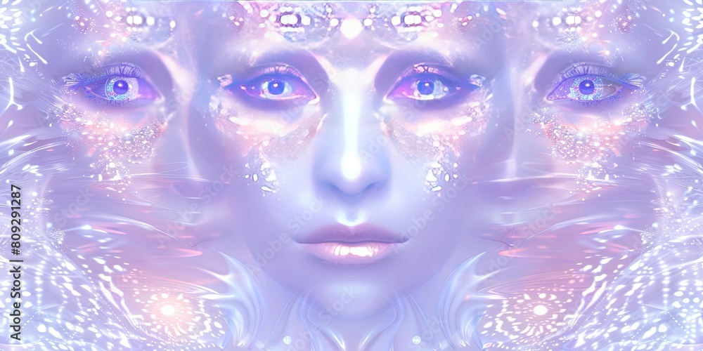 futuristic abstract woman's face in shades of white