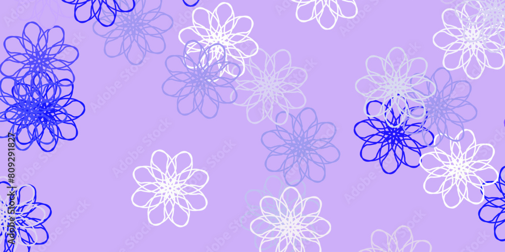 Light Purple vector doodle pattern with flowers. Light Purple vector doodle pattern with flowers.