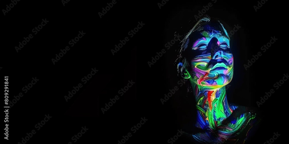 woman with colorful neon makeup woman with colorful neon makeup