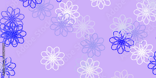 Light Purple vector doodle pattern with flowers.