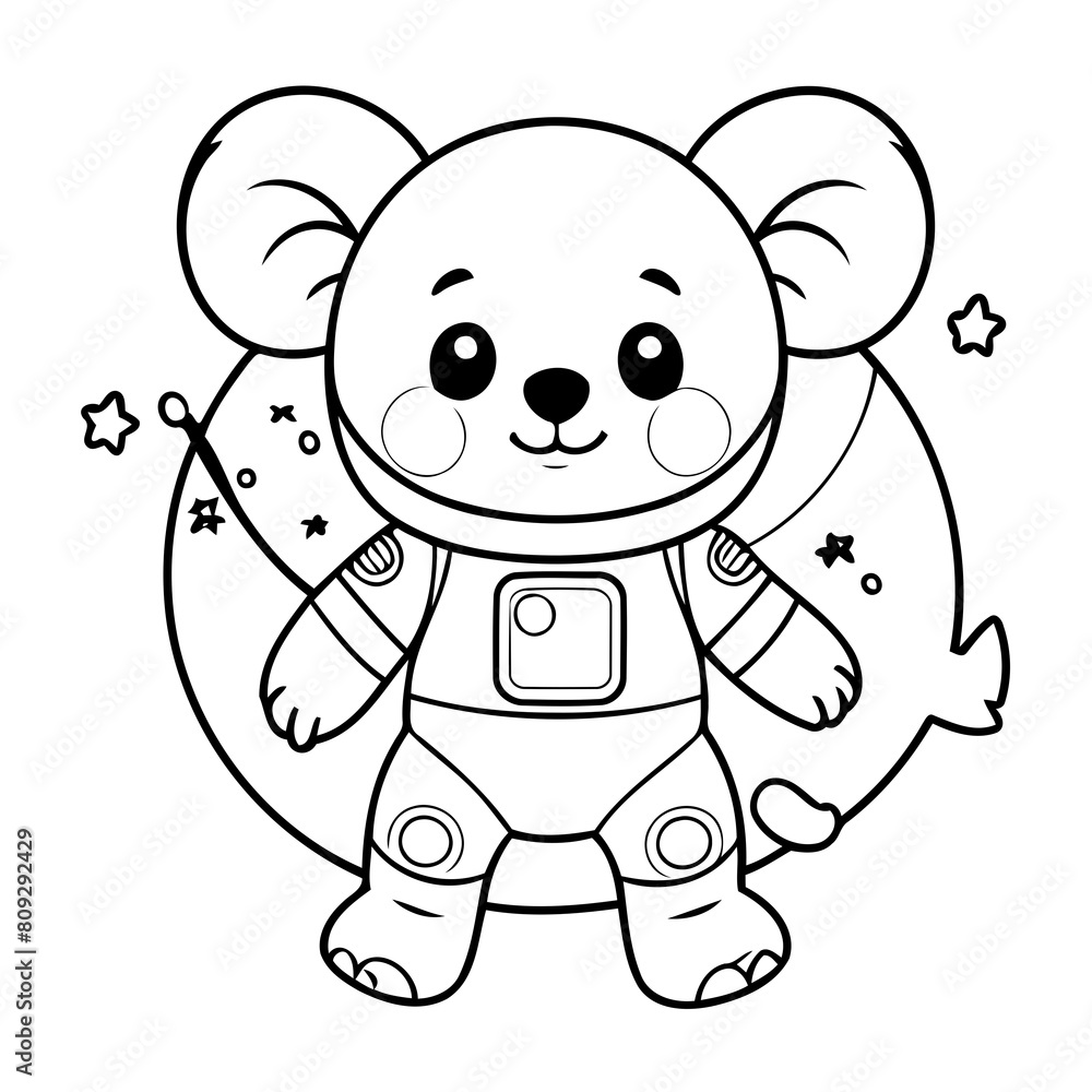 Fototapeta premium Vector illustration of a cute koala drawing for kids colouring activity