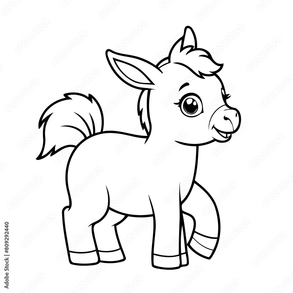 Fototapeta premium Simple vector illustration of Donkey for kids coloring page
