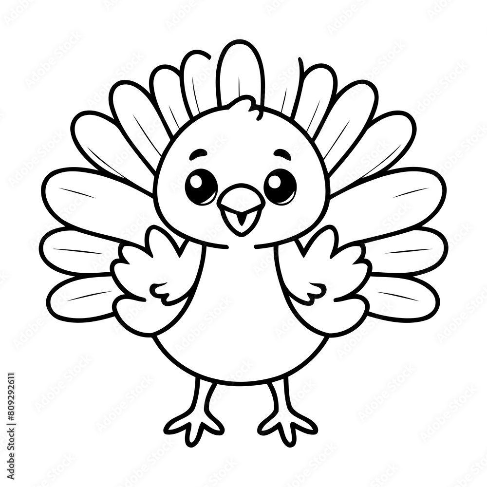 Fototapeta premium Cute vector illustration Turkey for kids coloring activity page