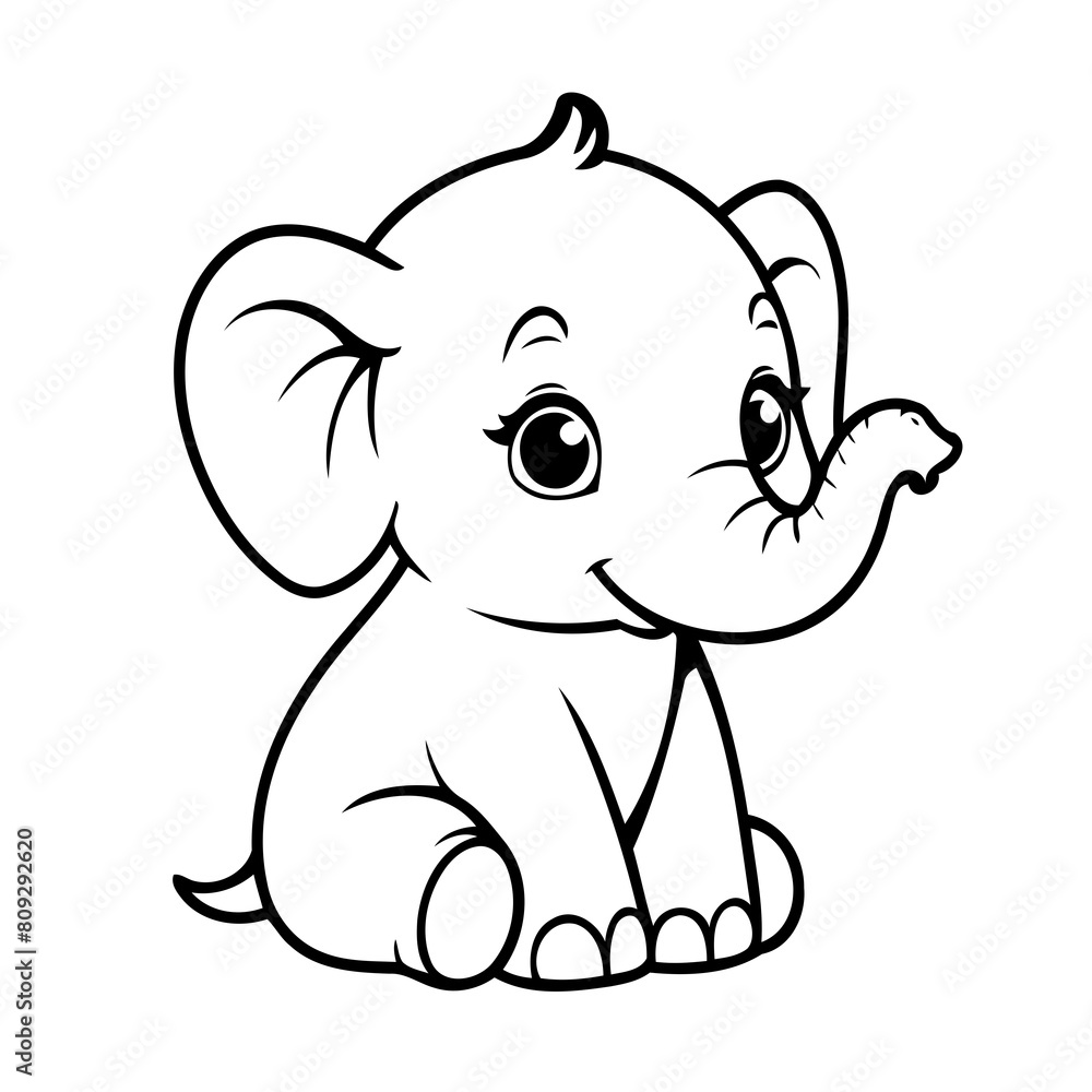 Simple vector illustration of Elephant doodle for toddlers worksheet Simple vector illustration of Elephant doodle for toddlers worksheet