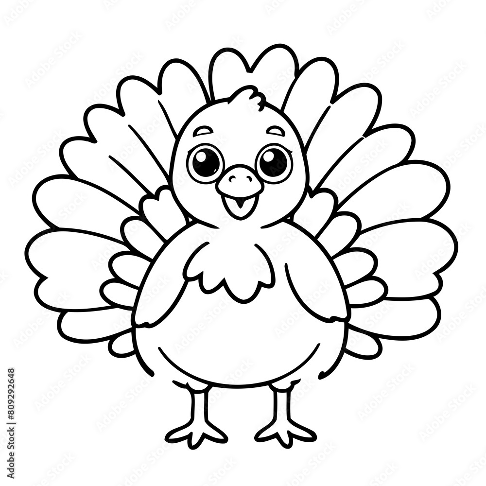 Vector illustration of a cute Turkey doodle for toddlers worksheet Vector illustration of a cute Turkey doodle for toddlers worksheet