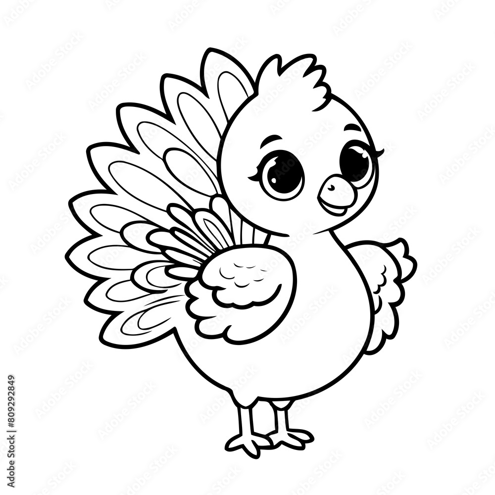 Cute vector illustration peacock colouring page for kids Cute vector illustration peacock colouring page for kids