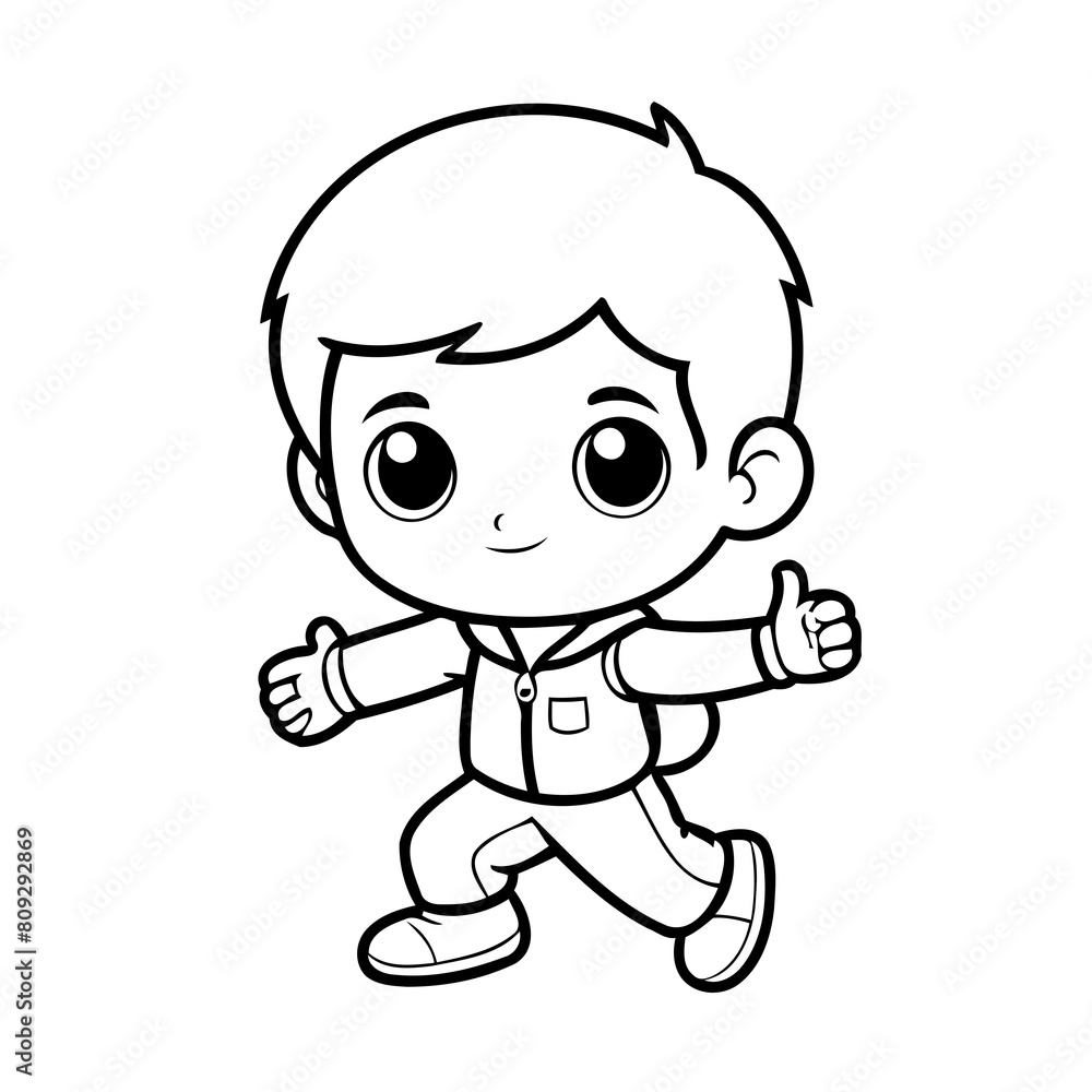 Cute vector illustration Boy doodle for kids colouring page Cute vector illustration Boy doodle for kids colouring page