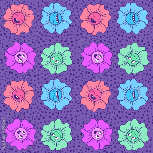 Cartoon flower seamless pattern for wrapping paper and fabrics and linens and kids clothes print