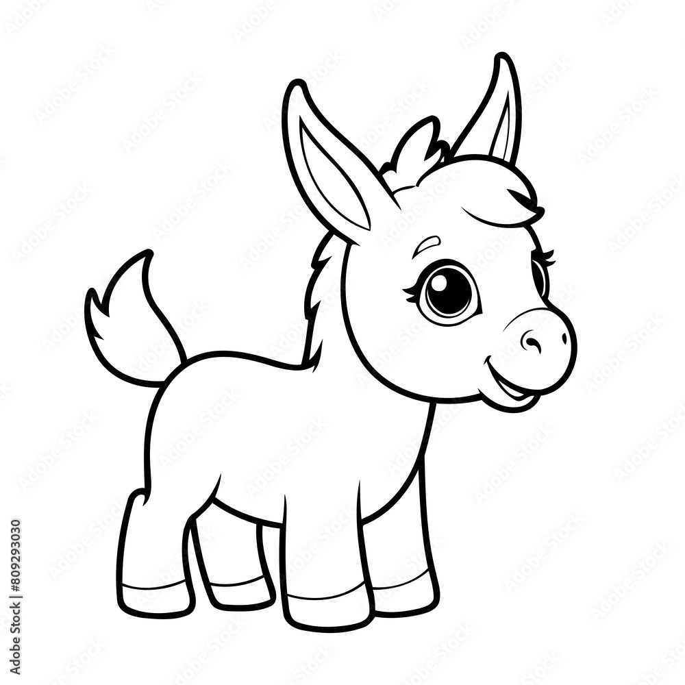Cute vector illustration Donkey drawing for kids colouring activity Cute vector illustration Donkey drawing for kids colouring activity